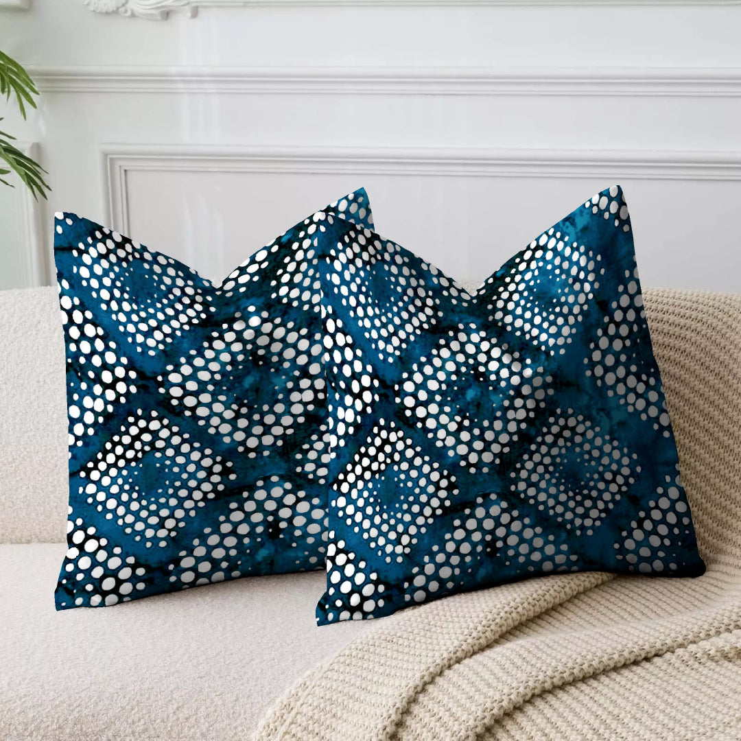 Tie and Die Blue Printed Cushion Cover