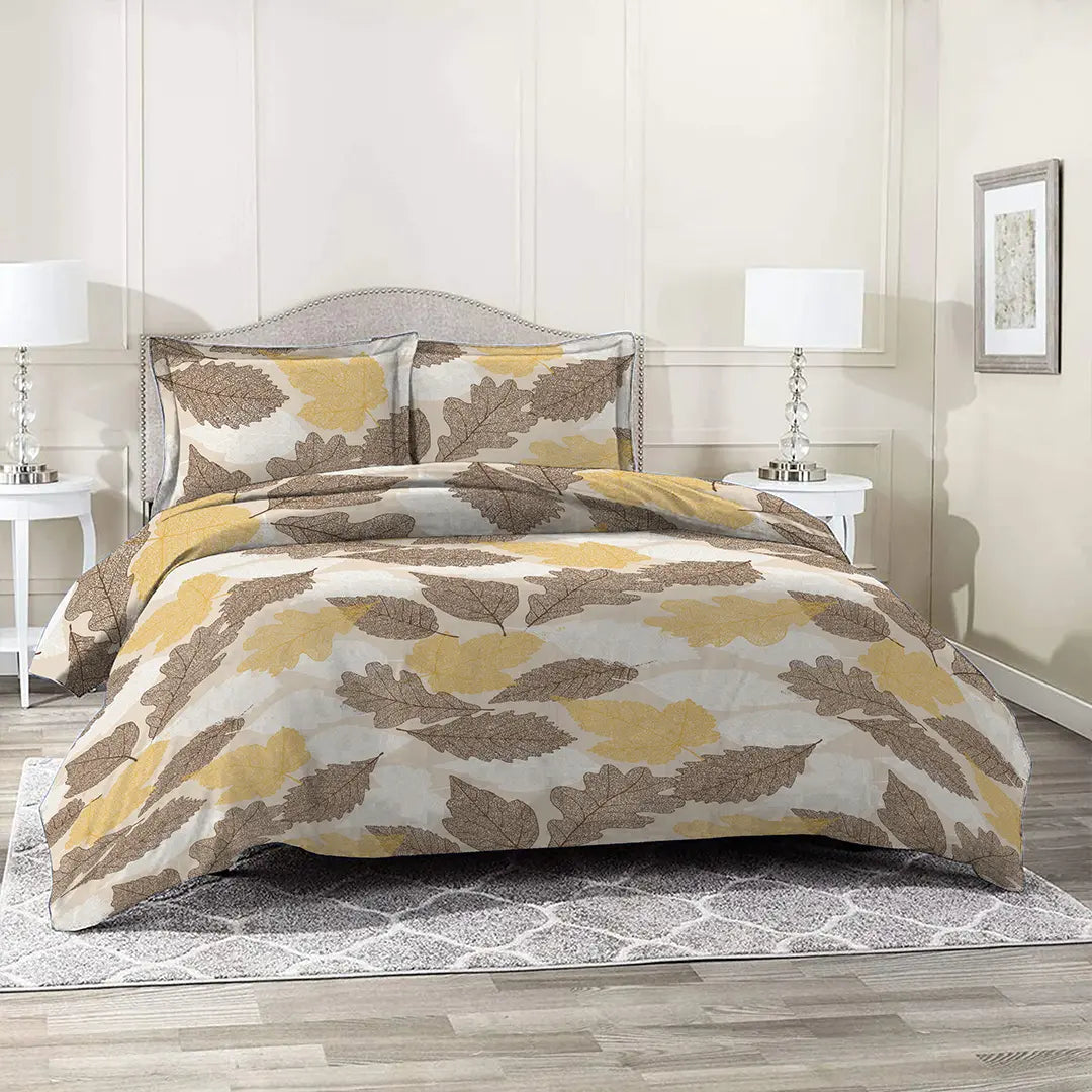 Moon Mist Autumn Leaf Printed Bed Sheet