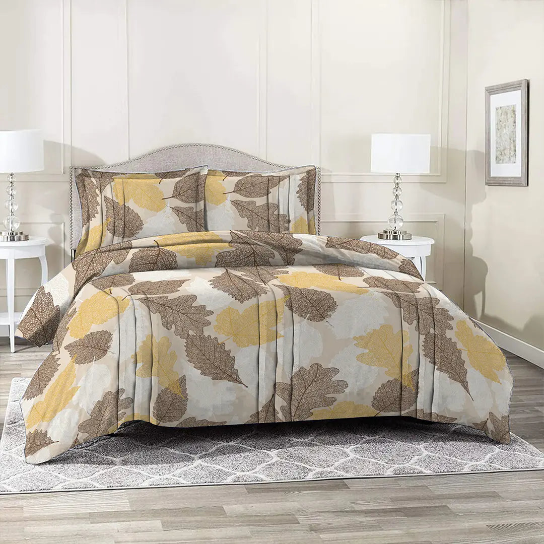 Moon Mist Autumn Leaf Printed Bed Sheet