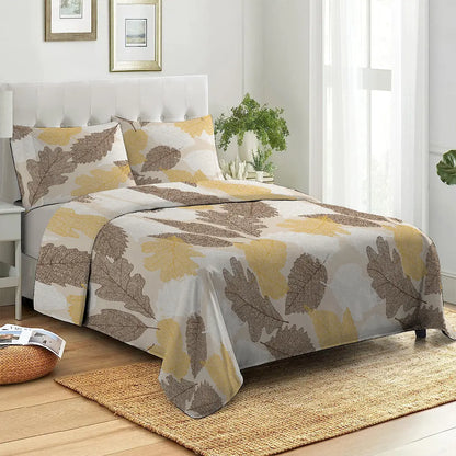 Moon Mist Autumn Leaf Printed Bed Sheet