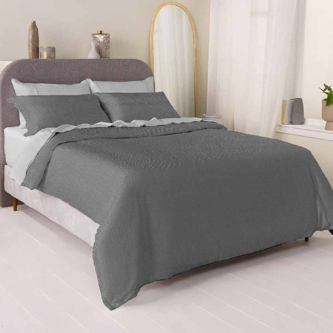 6 Piece - Grey Dots Printed - Comforter Set