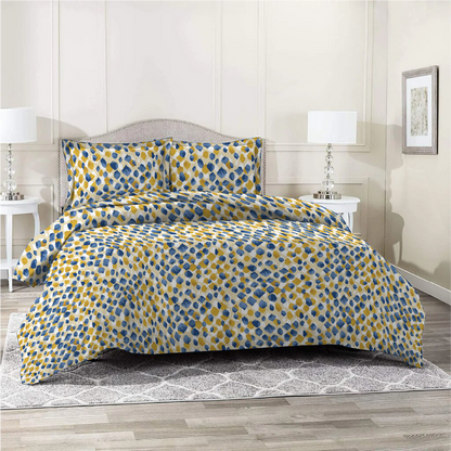 3 Piece - Leopard Patterned Blue Printed Bed Sheet Set - 2088