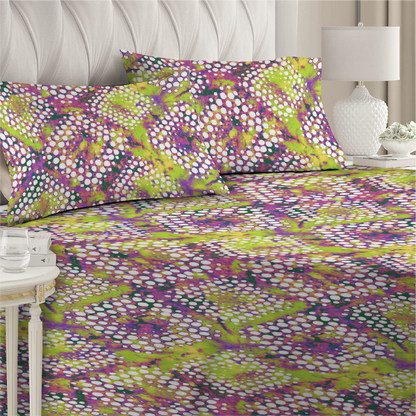 6 Piece - Tie and Die Patterned Mauve Duvet Cover Set