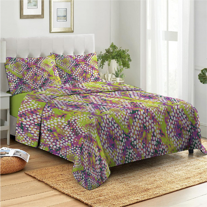 6 Piece - Tie and Die Patterned Mauve Duvet Cover Set