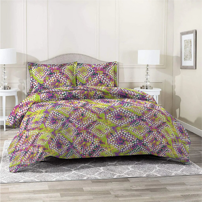 6 Piece - Tie and Die Patterned Mauve Duvet Cover Set