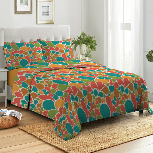 3 Piece - Summer Splash Printed Bed Sheet Set - 2080