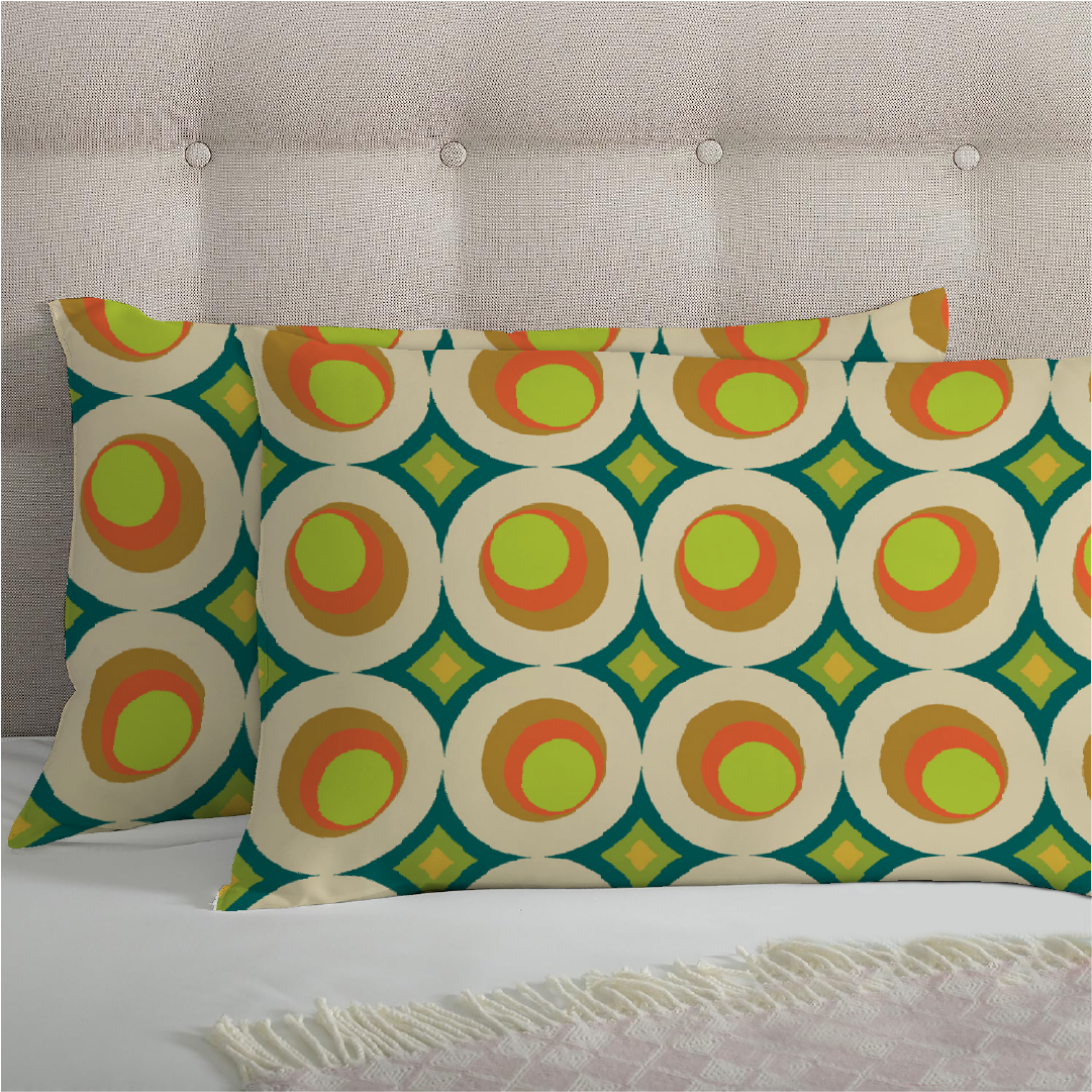 3 Piece - Avocado Round Circled Printed Bed Sheet Set - 2079