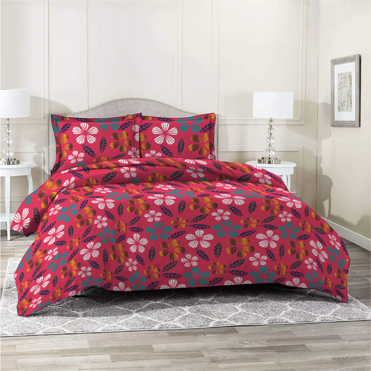 6 Piece - Punch Flowered Printed Duvet Cover Set