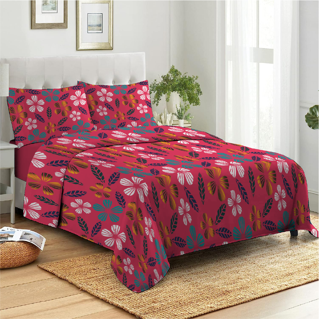 6 Piece - Punch Flowered Printed Duvet Cover Set