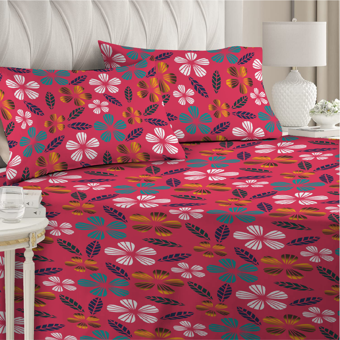 6 Piece - Punch Flowered Printed Duvet Cover Set