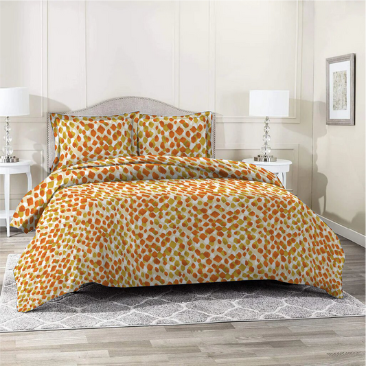 6 Piece - Leopard Patterened Orange Duvet Cover Set