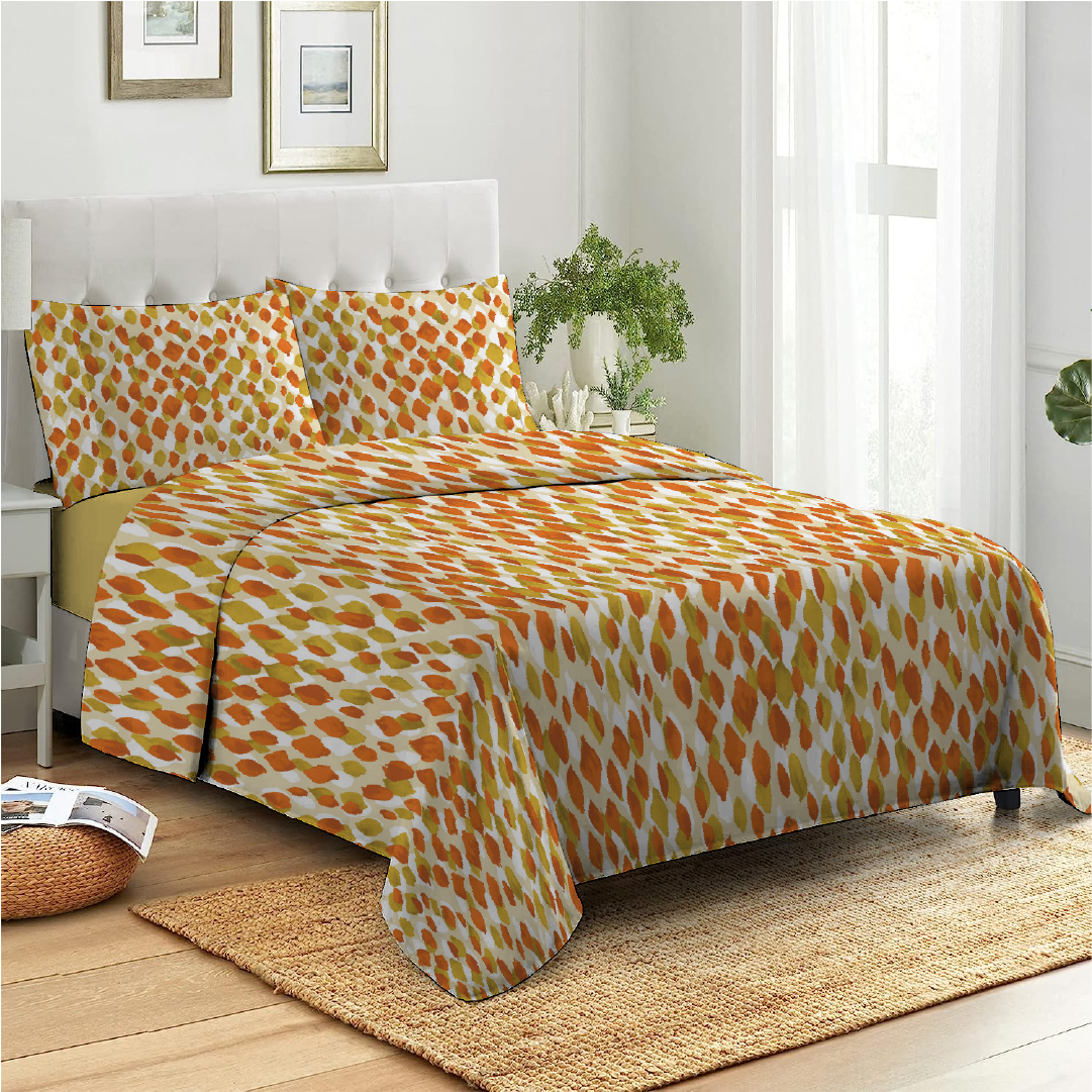 6 Piece - Leopard Patterened Orange Duvet Cover Set