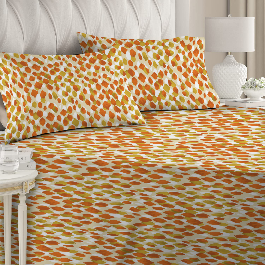 6 Piece - Leopard Patterened Orange Duvet Cover Set