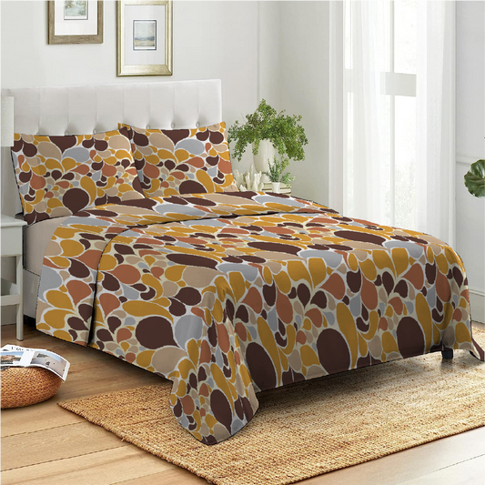 3 Piece - Rustic Hues Printed Bed Sheet Set - 2082