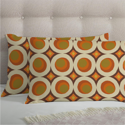 3 Piece - Pumpkin Round Circled Printed Bed Sheet Set - 2077