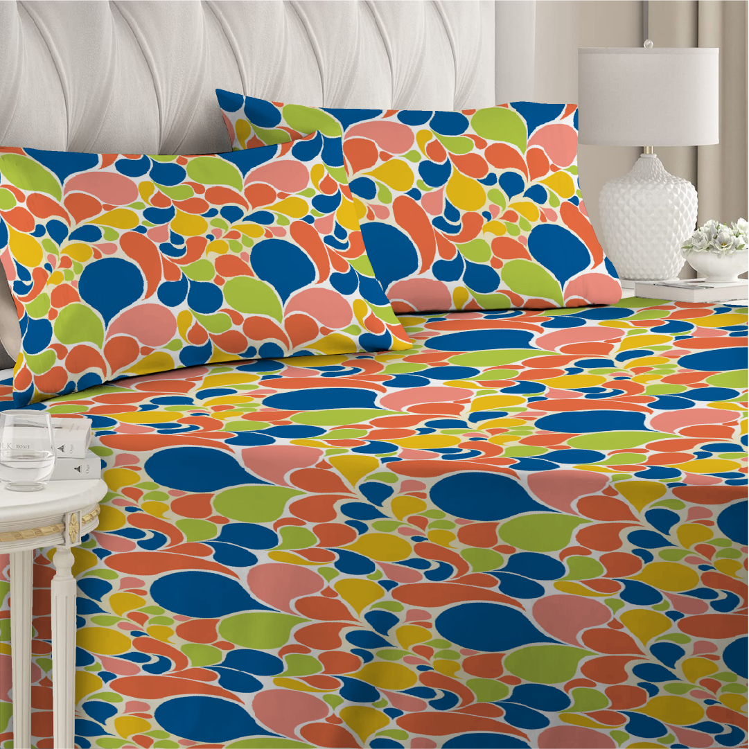 3 Piece - Candy Hues Printed Bed Sheet Set - 2081