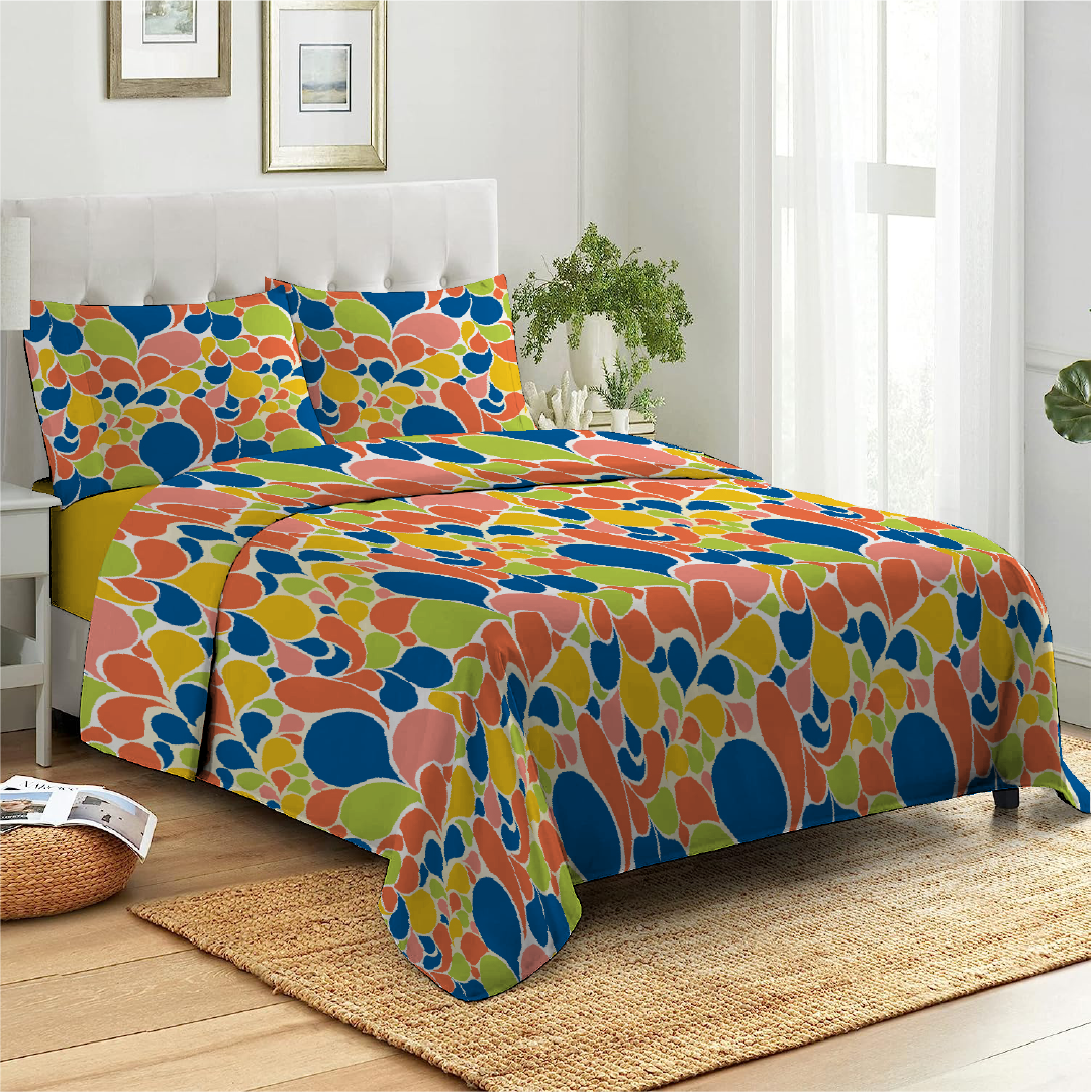 3 Piece - Candy Hues Printed Bed Sheet Set - 2081