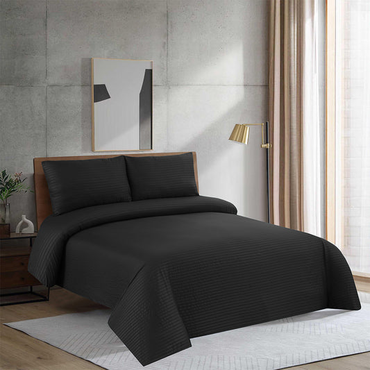 3 Piece - Black Striped Bed Sheet Set - 2095