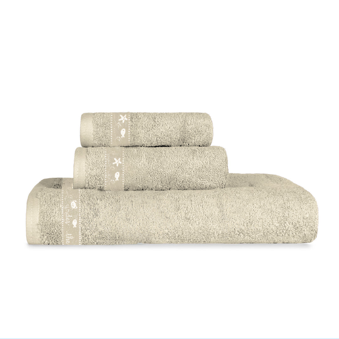 Beige Printed Towel - 100% Cotton