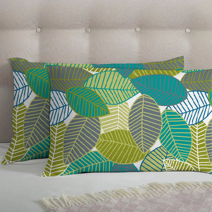 6 Piece - Green Leaf Printed Duvet Cover Set
