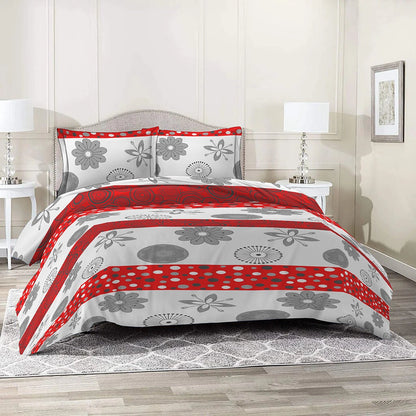 3/6 Piece - Floral Base With Red Stripes Set - 3158