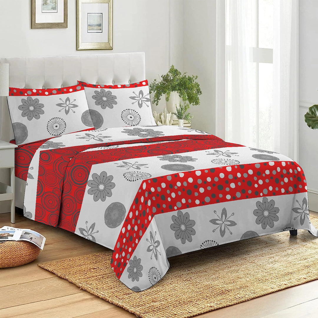 3/6 Piece - Floral Base With Red Stripes Set - 3158