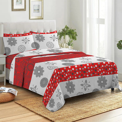 3/6 Piece - Floral Base With Red Stripes Set - 3158