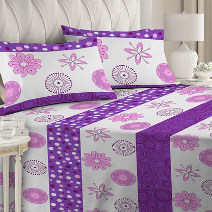3/6 Piece - Floral Base With Purple Stripes Set - 3160