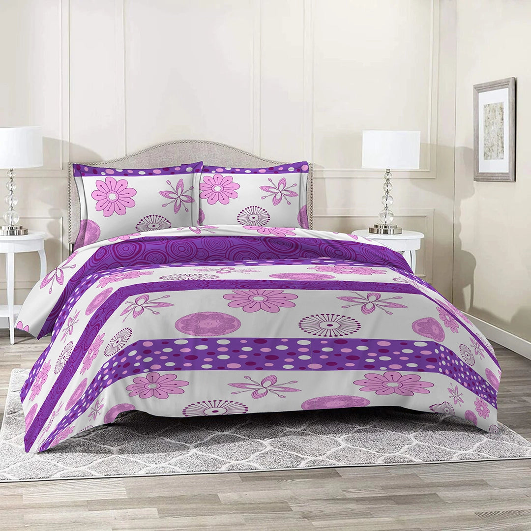 3/6 Piece - Floral Base With Purple Stripes Set - 3160