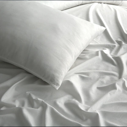 6 Piece - White Self Printed Duvet Cover Set