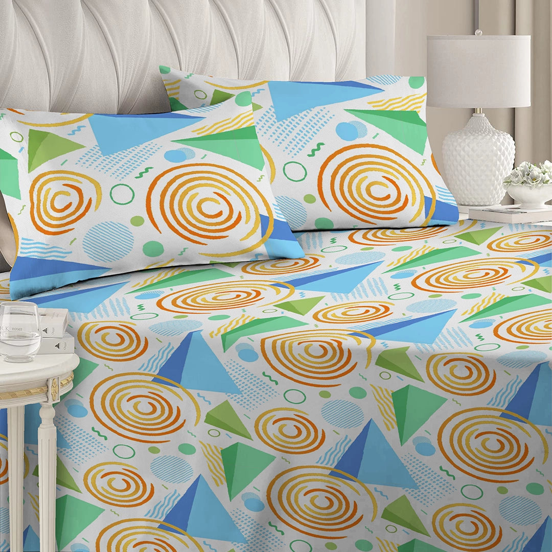 6 Piece - Modern Geo Waves Printed Duvet Cover Set