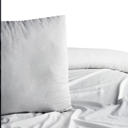 6 Piece - White Self Printed Duvet Cover Set