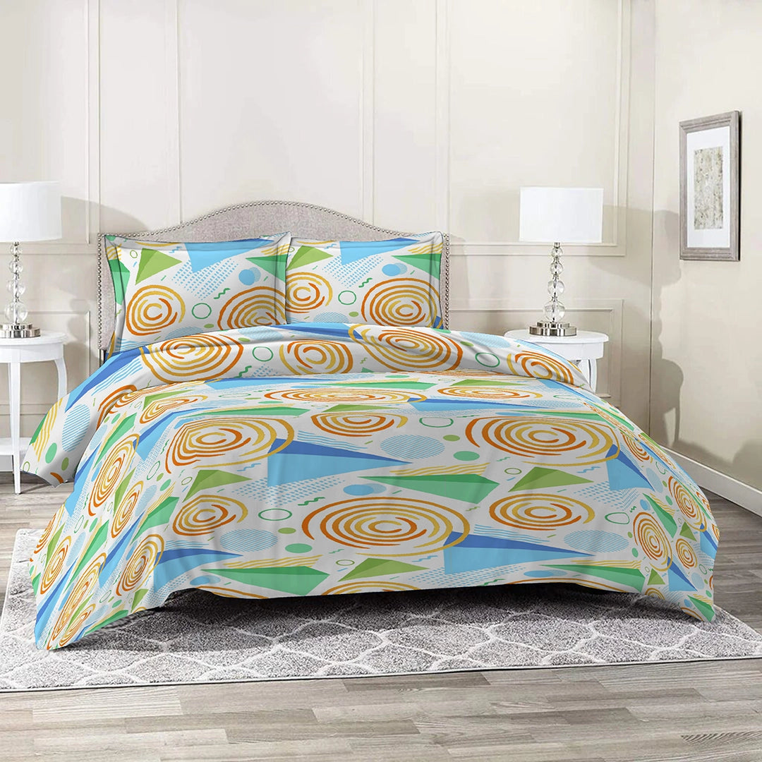 6 Piece - Modern Geo Waves Printed Duvet Cover Set