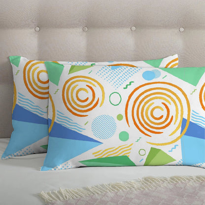 6 Piece - Modern Geo Waves Printed Duvet Cover Set