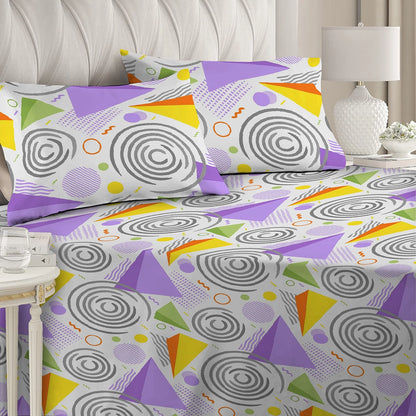 6 Piece - Lilac Geometric Printed Duvet Cover Set