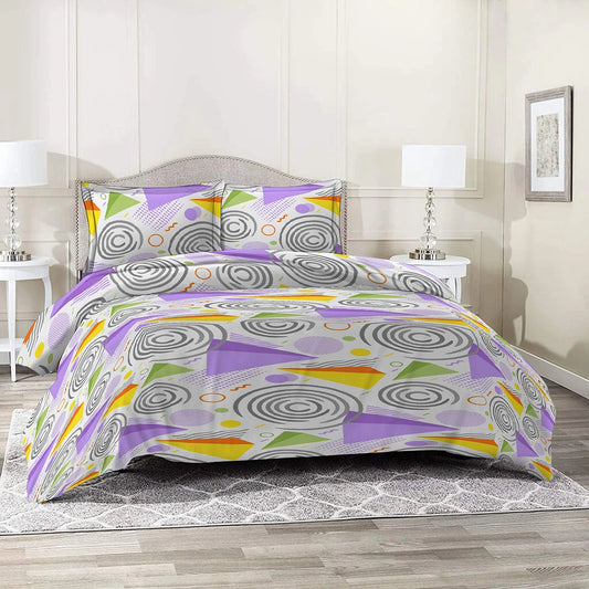 6 Piece - Lilac Geometric Printed Duvet Cover Set