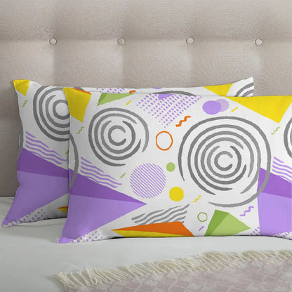 6 Piece - Lilac Geometric Printed Duvet Cover Set