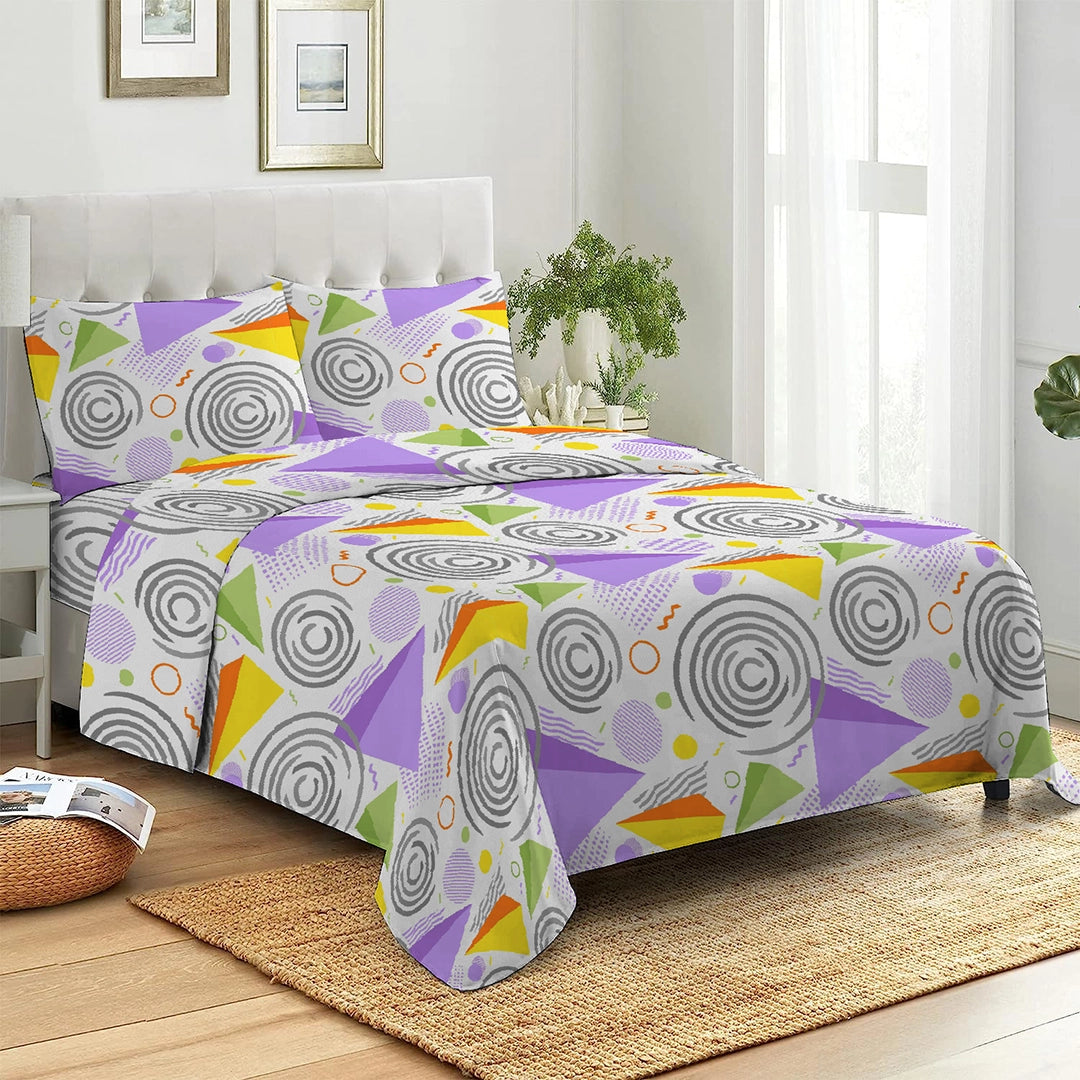 6 Piece - Lilac Geometric Printed Duvet Cover Set