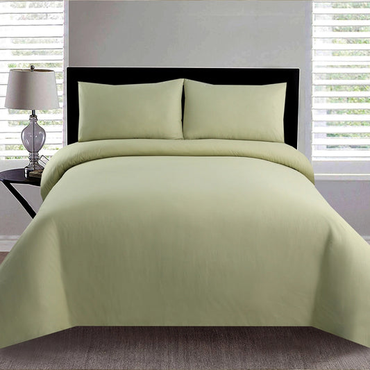 3 Piece - Light Green Self Printed Bed Sheet Set - 3146