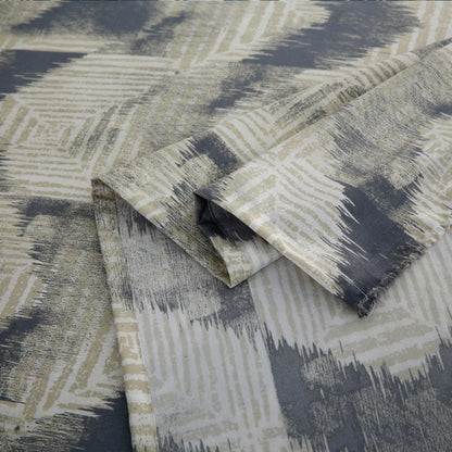 3 Piece - Grey & Beige Chevron Printed Bed Sheet Set - 3150