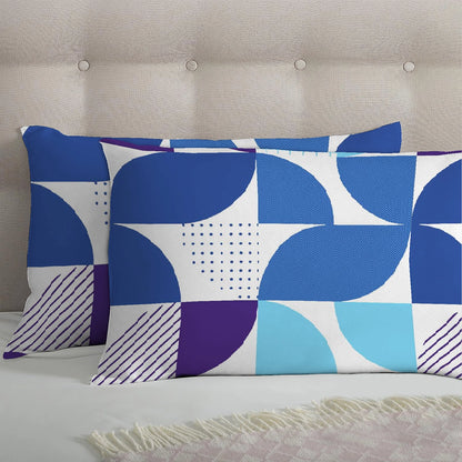 3 Piece - Blue Geometric Printed Bed Sheet Set -3056