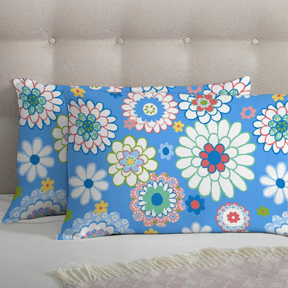 6 Piece - Blue Floral Printed Duvet Cover Set