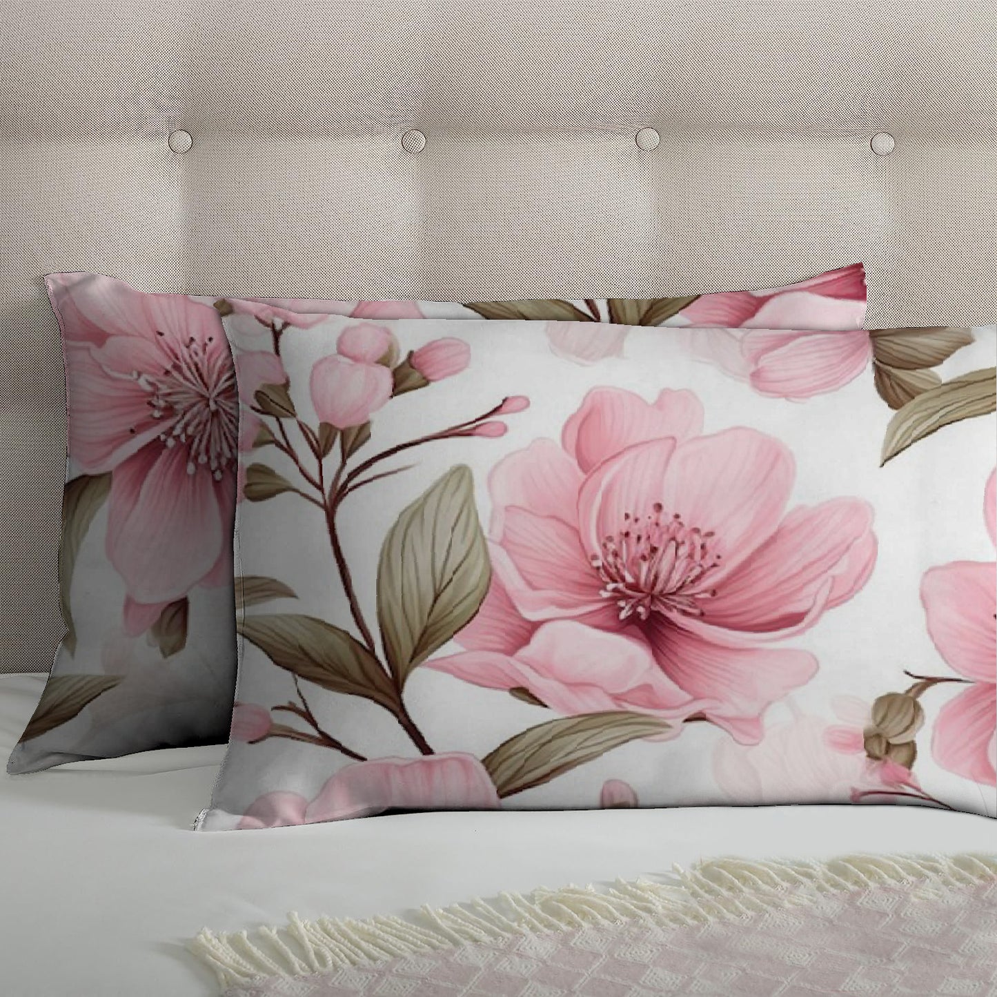 3 Piece - Grand Pink Rose Printed Bed Sheet