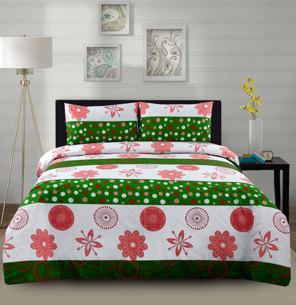 3/6 Piece - Floral Base With Green Stripes Set - 3159