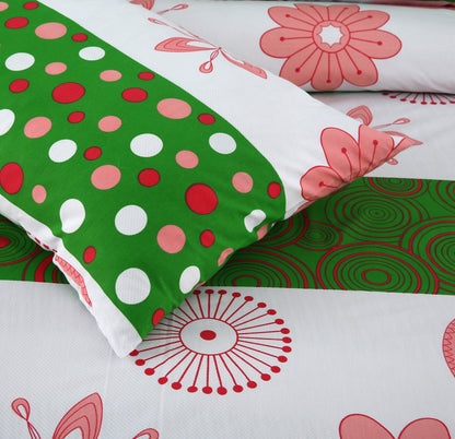 3/6 Piece - Floral Base With Green Stripes Set - 3159