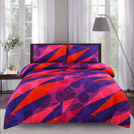6 Piece - Blue & Pink Gradient Printed Duvet Cover Set