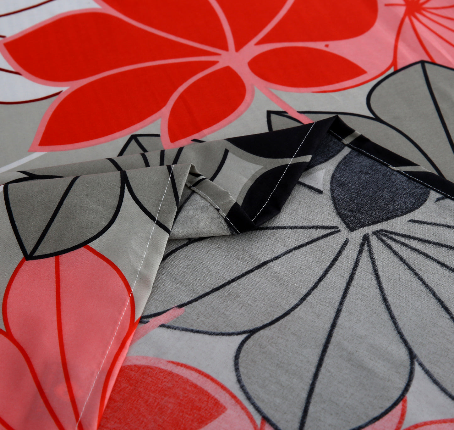 3/6 Piece - Gray and Red Floral Set - 3276