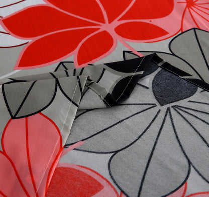 3/6 Piece - Gray and Red Floral Set - 3276