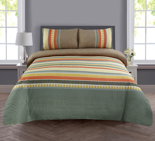 6 Piece - Multi Linear Printed Duvet Cover Set
