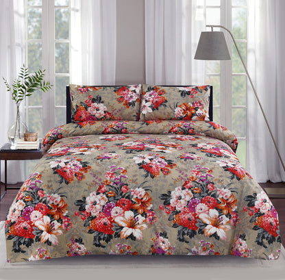 6 Piece - Mutli Bunch Flower Printed Duvet Cover Set